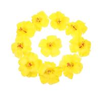 CSXMONEY Lot de 10 fleurs d'hibiscus hawaïennes artificielles, pour décoration de table, fournitures de fête (jaune)