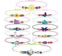 CSXMONEY Lot de 12 bracelets d'amitié colorés pour enfants, bracelets de perles réglables pour filles, pour Noël, fête d'anniversaire