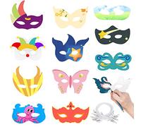 CSXMONEY Lot de 12 masques de coloriage en papier vierge pour enfants, pour cosplay, déguisement, fête d'anniversaire
