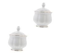 CSXMONEY Lot de 2 sucriers en céramique avec couvercle élégant pour épices, sucre, café, thé, poivre