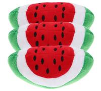 CSXMONEY Lot de 3 jouets couineurs à mâcher pour chien, pastèque, jouet à mâcher interactif, jouets en peluche, fruits de dessin animé