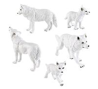 CSXMONEY Lot de 5 figurines de loup de la vie sauvage, figurine éducative de loup, fournitures de fête, pour garçons, filles, enfants et tout-petits
