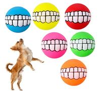 CSXMONEY Lot de 6 jouets couineurs pour chien, jouet à mâcher en caoutchouc souple, balle à dents, pour chats et chiens interactifs (couleur aléatoire)