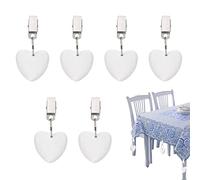 CSXMONEY Lot de 6 poids de nappe, pendentifs en forme de cœur marbré avec clip, pour décoration de table de pique-nique, mariage, blanc
