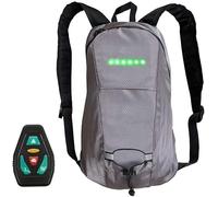 CSXMONEY Sac à dos de vélo, avec indicateur LED de sécurité, télécommande sans fil, rechargeable par USB, directions réglables, pour la sécurité du cyclisme de nuit, gris, L