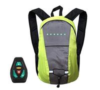 CSXMONEY Sac à dos de vélo, avec indicateur LED de sécurité, télécommande sans fil, rechargeable par USB, directions réglables, pour la sécurité du cyclisme de nuit, jaune, L
