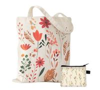 CSXMONEY Sac fourre-tout en toile, motif floral coloré, sacs pliables réutilisables, pour le shopping, le travail et les voyages