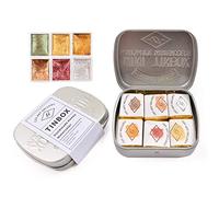 CSY art gallery Set d'aquarelles artisanales : 6 demi-pastilles de couleurs dorées métalliques, avec paillettes, brillant solide et nacré, pour artistes, étudiants et amateurs.