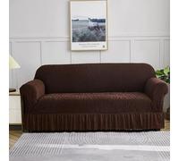 CSYBYW Housse de canapé en velours extensible, élégante housse de coussin avec jupe, ajustement universel pour canapé 2 places (14 661 cm, couleur café)