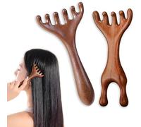 CSYBYW Peigne de Massage en Bois de Santal doré,Peigne thérapeutique à Cinq Touches,Peigne de Massage des Pieds,Outil de thérapie Gua Sha et méridien à Cinq Griffes for Le Cuir chevelu(A+B)