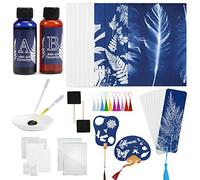 Csyidio Le kit de cyanotype de 27 pièces comprend un ensemble de sensibilisateurs à 2 composants, 2 éventails en papier, 10 marque-pages et outils pour cyanotype, projets d'artisanat
