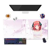 CSYJYMCFX Tapis de Souris Quintessential Anime Quintuplets | Tapis de Souris Lavable Géant XL (35.4" × 15.7" × 0.12") | Prise Antidérapante + Bordures Renforcées (Nakano Nino -1)