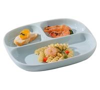 CSYQPDMBDL Assiettes Divisées, Assiette Compartiment, Assiette à dîner en céramique à 3 compartiments, plateau divisé for légumes/fruits/pâtes(Blue)