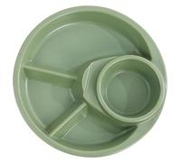 CSYQPDMBDL Assiettes Divisées, Assiette Compartiment, Assiette à dîner en céramique, plateau de service rond divisé for la préparation de repas équilibrés(Green)