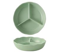 CSYQPDMBDL Assiettes Divisées, Assiette Compartiment, Assiette en porcelaine divisée en 3 compartiments, plateau de service en céramique for collations(Green)