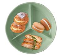 CSYQPDMBDL Assiettes Divisées, Assiette Compartiment, Plateau de service à 3 compartiments, assiette à dessert, assiette à salade, assiette en céramique(Green)