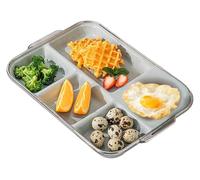 CSYQPDMBDL Assiettes Divisées, Assiette Compartiment, Plateau de service rectangulaire divisé for pâtes, fruits et salades, plateau de contrôle des portions en céramique(Blue)