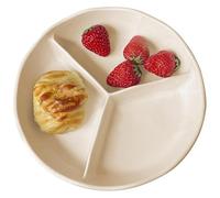 CSYQPDMBDL Assiettes Divisées, Assiette Compartiment, Plateau diététique rond en céramique for pâtes, fruits et salades(Beige)