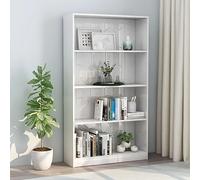 CSYQPDMBDL Bibliothèque, Étagère de Rangement, Bibliothèque à 4 Niveaux Blanc Brillant 80x24x142 cm, Meuble en Bois d'ingénierie