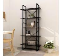 CSYQPDMBDL Bibliothèque, Étagère de Rangement, Étagères sur Pied-Armoire à Livres à 5 Niveaux Noir 80x30x175 Cm Bois d'ingénierie