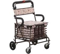 CSYQPDMBDL Déambulateur Pliable,Déambulateur Fauteuil Roulant Press-Sit and Shopping Scooter avec Panier à provisions Peut être Rapidement plié avec Un Seul Bouton, Facile à Ranger