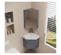 CSYQPDMBDL Ensemble Lave-Mains d'angle, Meuble de Salle de Bain d'angle avec Meuble-lavabo, Meuble-lavabo Flottant, for Petit Espace, avec Miroir(Dark Gray,38cm/14.96in)
