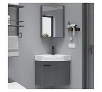 CSYQPDMBDL Ensemble Lave-Mains d'angle, Meuble de Salle de Bain d'angle avec Meuble-lavabo, Meuble-lavabo Flottant, for Petit Espace, avec Miroir(Grey,38cm/14.96in)