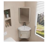 CSYQPDMBDL Ensemble Lave-Mains d'angle, Meuble de Salle de Bain d'angle avec Meuble-lavabo, Meuble-lavabo Flottant, for Petit Espace, avec Miroir(Khaki,38cm/14.96in)