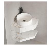 CSYQPDMBDL Ensemble Lave-Mains d'angle, Meuble-lavabo d'angle avec lavabo, Meuble-lavabo Mural Flottant, Petit modèle(Ink White,50cm/19.6in)