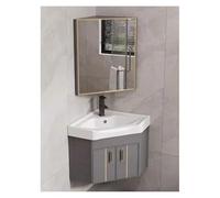 CSYQPDMBDL Ensemble Lave-Mains d'angle, Meuble-lavabo d'angle avec Vasque en céramique et Miroir, Ensemble de Salle de Bain Mural avec Vasque for Petit Espace(Grey,38cm/14.9in)