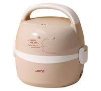 CSYQPDMBDL Gamelle Chauffante Electrique, Boîte à lunch électrique chauffante for bureau à domicile avec récipient à étages de 1,3 L, fourchette, cuillère et sac(Brown,S)