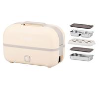 CSYQPDMBDL Gamelle Chauffante Electrique, Chauffe-boîte à lunch portable for bureau, avec récipient en acier inoxydable 304(Beige,M(bilayer))