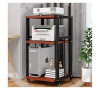 CSYQPDMBDL Meuble Chaine HiFi, Meuble HiFi, Support multimédia, Support de projecteur, Chariot d'imprimante réglable sur roulettes(Black+Teak,3 Tier-100cm)
