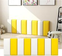 CSYQPDMBDL Rembourrage Mural Anti-Collision, Tête de lit autocollante, Panneaux muraux, Coussin insonorisant et Moelleux for Chambre à Coucher(Yellow+White,200x50cm)
