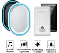 CSYQPDMBDL Sonnette sans Fil Exterieur, Sonnette sans Fil étanche à Brancher, fonctionnant à Une portée de 650 Pieds de Long avec 58 carillons, 4 Niveaux de Volume for la Maison