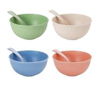 CSYY Lot de 8 bols à céréales incassables, 750 ml, bols de pique-nique en plastique et cuillères pour le camping, bols de service légers de 750 ml, bols à salade, bols à dîner, pique-nique, soupe