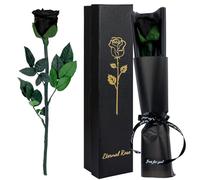 CSYY Rose Eternelle Préservée, Cadeau pour Femmes Fleur Noir avec Tige Idee Rosee Cadeau pour Elle Maman Amie Épouse Sœur Mamie Fête des Mères Saint-Valentin