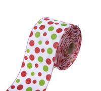 CSZD RIBBON Grinch Ruban de Noël imprimé à pois rouges et verts 10,2 cm de large x 18,1 m pour couronne de Noël et décoration d'arbre de Noël (blanc)