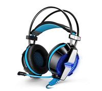 CSZH 7.1 Virtual Bass Surroun Casque Headban Écouteurs avec micro pour Xbox One Ordinateur portable Tablet Mac Téléphone intelligent (Noir Bleu)