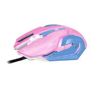 CSZH Watch Rose Souris Pionnier CF Anime dva Filaire Gaming Mouse Cartoon Souris garçons et Filles Cheveux rétro-éclairé Esports Manger Poulet LOL (Rose)