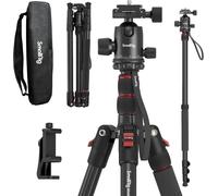 CT-10 Trépied Monopode pour Appareil Photo, 72"" 182cm Trépied en Aluminium Léger et Portable, Rotule Panoramique à 360° Plaque à Dégagement Rapide, 15kg Charge Max, 59-180cm Réglable - 3935