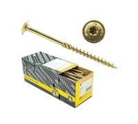 CT Lot de 100 vis à tête plate Torx TX avec tête plate Jaune galvanisé 6 x 260 mm