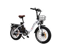 CT20 - Vélo électrique urbain avec freins à huile, batterie 250 W, 48 V et 15 Ah, Blanc