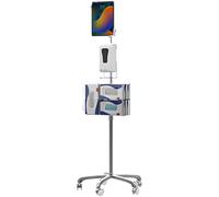 CTA Support de Sol pour tablettes 7-13 Pouces avec Station désinfectante et Distributeur Automatique de Savon