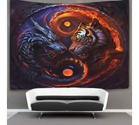 CTAMM Dragon Tigre Tapisserie Murale à Suspendre,Robinet Tapisserie Murale Pour Décoration De Chambre à Coucher,fête D'anniversaire Ou Toile De Fond De Jardin 150cmx200cm