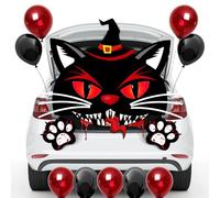 CTATDIOP Décoration de voiture effrayante pour Halloween, coffre de chat noir ou friandises, kits de décoration de voiture, autocollants de voiture en forme de patte de chat , décoration