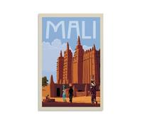 CTATOGE Poster de voyage vintage MAli sur toile - Décoration murale pour chambre à coucher, salon - 20 x 30 cm - Style sans cadre