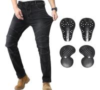 CTBQiTom Pantalon de Moto pour Homme Jeans avec Armure CE Amovible,Noir,L=34W/30L