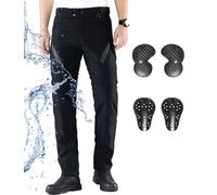 CTBQiTom Pantalons de Moto pour Hommes et Femmes,Pantalons de Moto Imperméables et Respirants avec Armure CE Amovible,Noir,S
