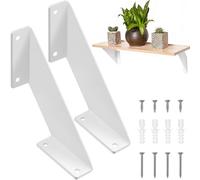 CTCEHL Equerre Etagere Murale,2 Pièces Noir Support D’étagère,Taquet Lourd Etagere,Equerre Étagère,Support Etagere Murale,Etagere Angle Murale,pour Chambre,Cuisine Bureau Bibliothèque (Blanc,15 cm)